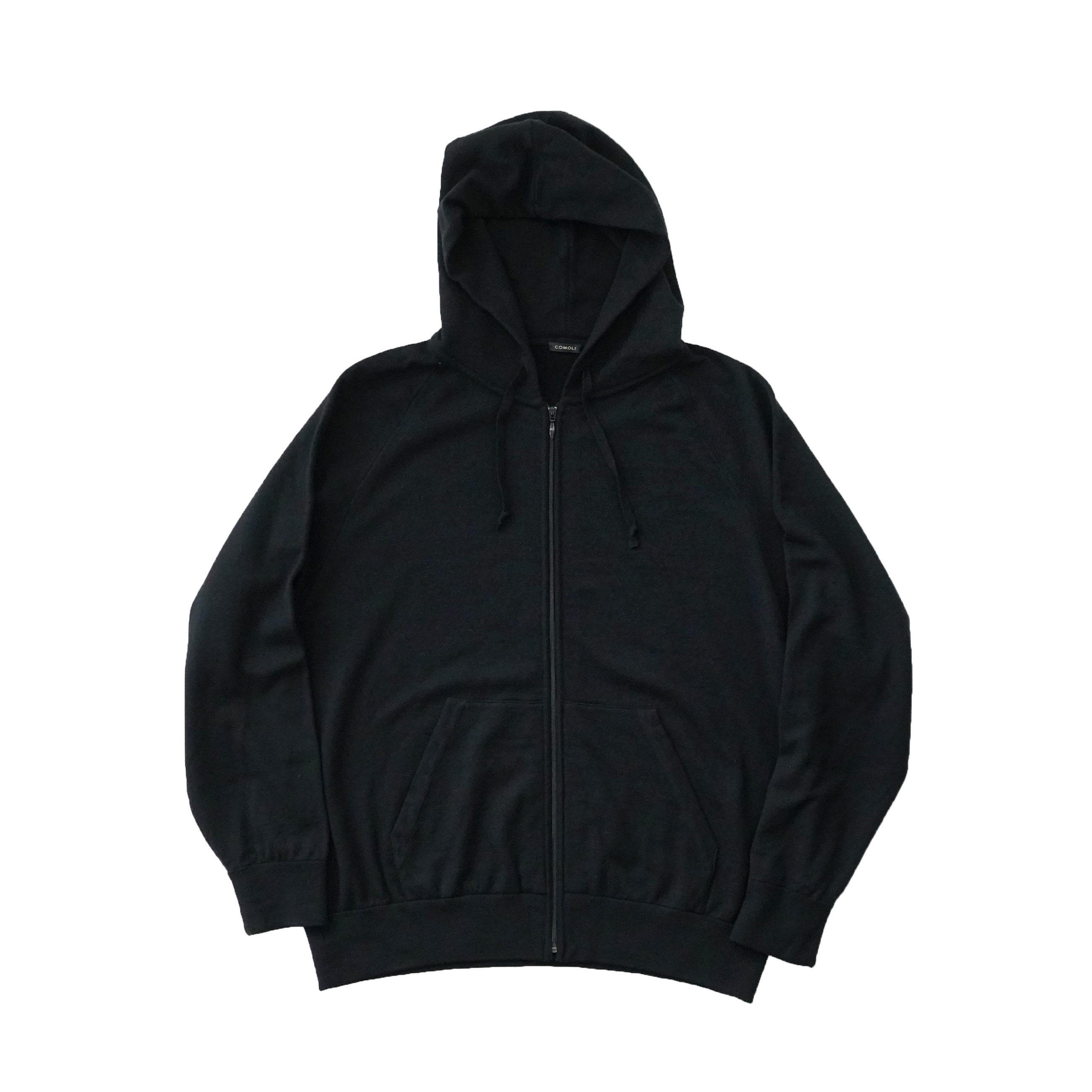 COMOLI ウールニット ジップパーカ BLACK
