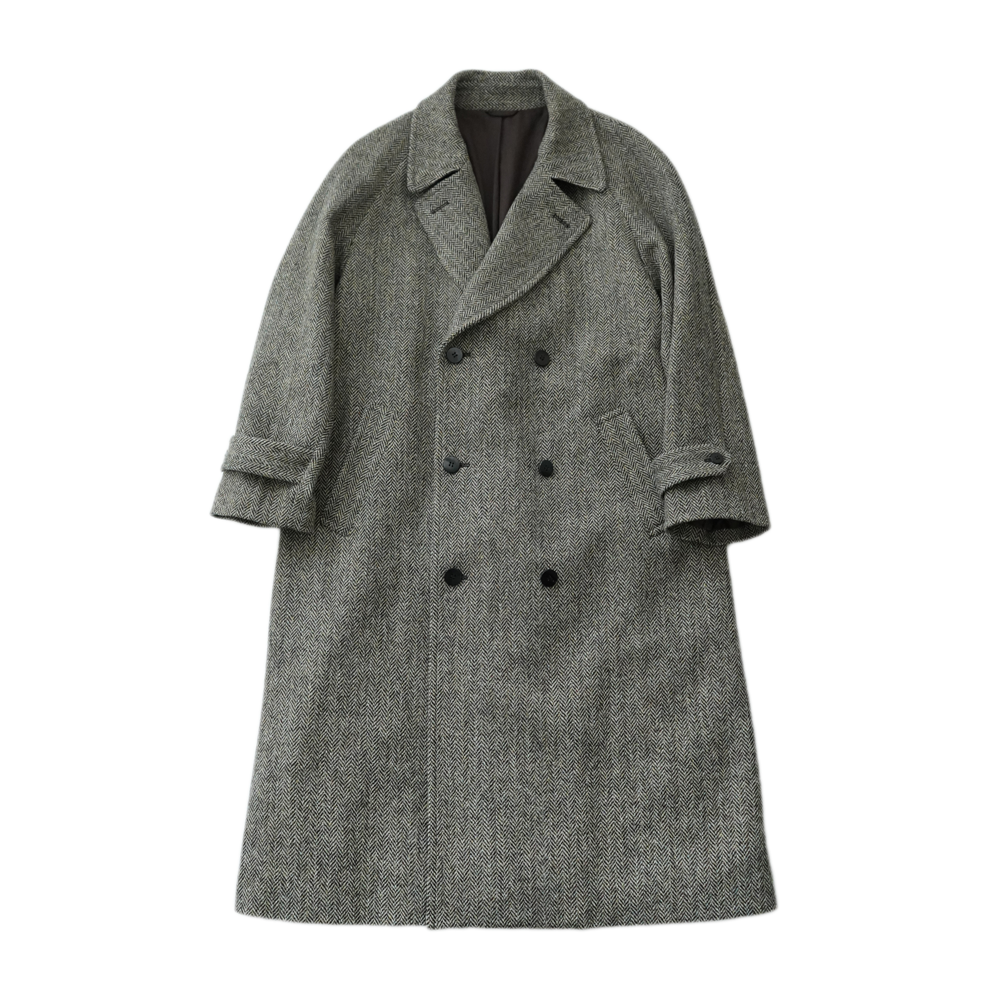 Cale wool herringbone double breasted coat