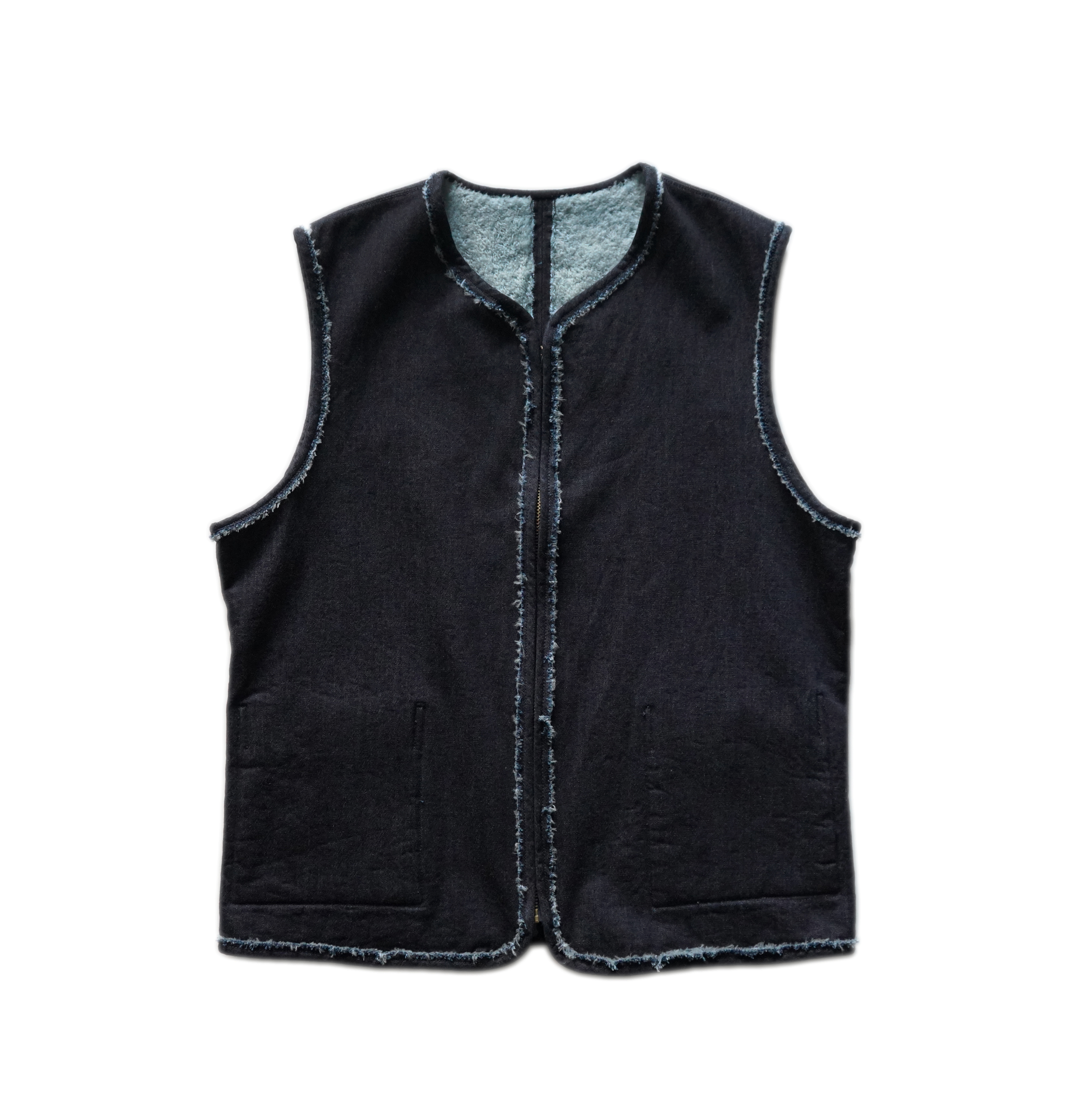 awasa denim boa reversible vest