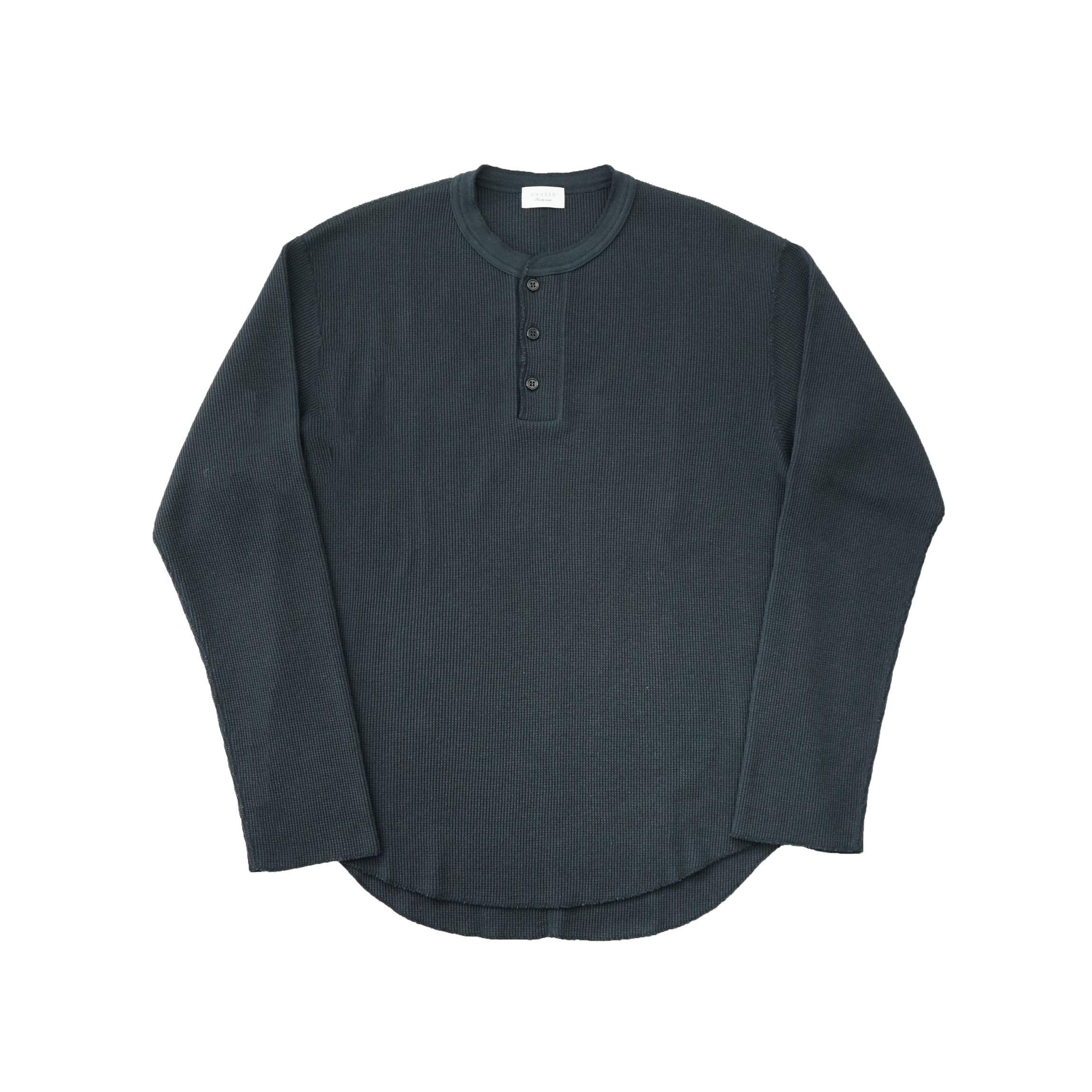 UNUSED Long-sleeve henry neck waffle T-shirt