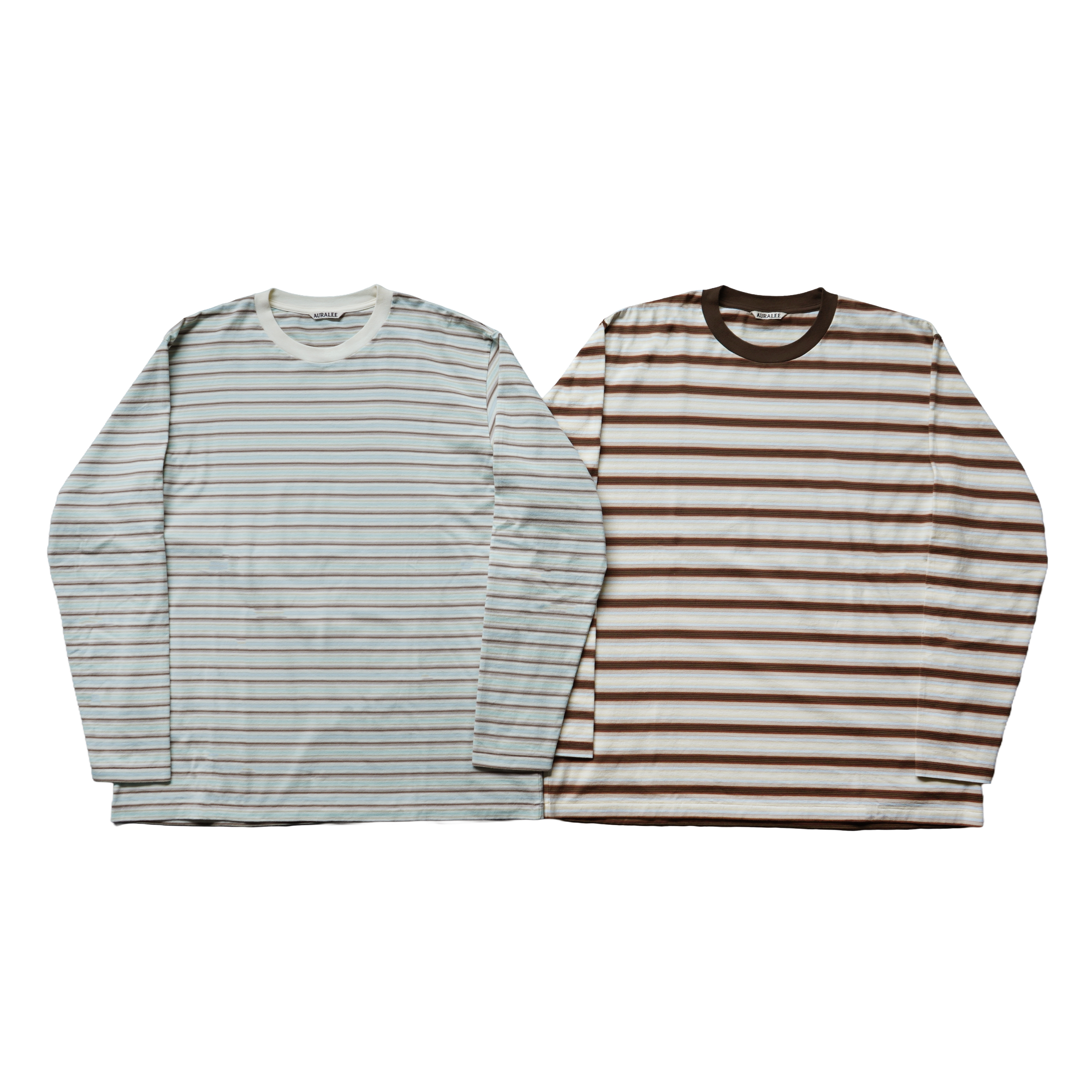 AURALEE GRADIENT STRIPE JERSEY L/S TEE