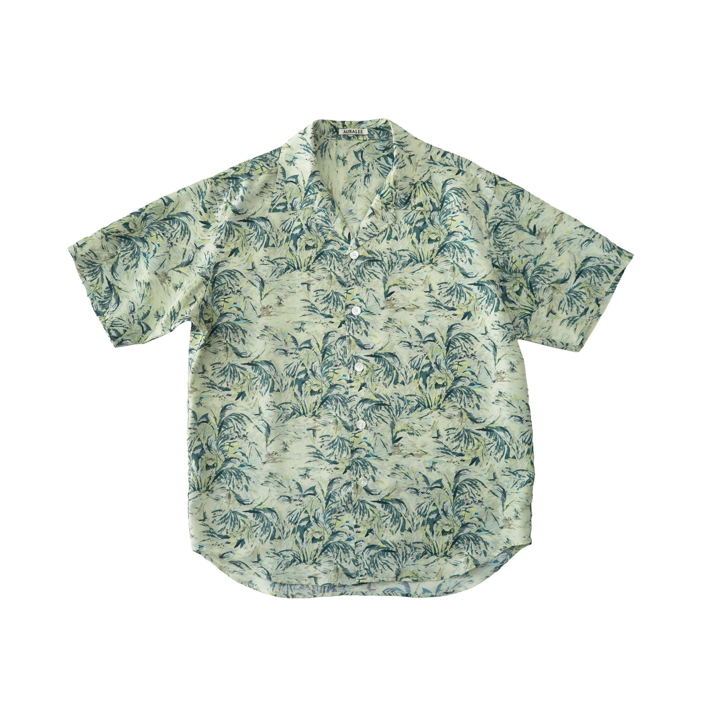 AURALEE PRINTED AIRY SILK HALF-SLEEVED SHIRT