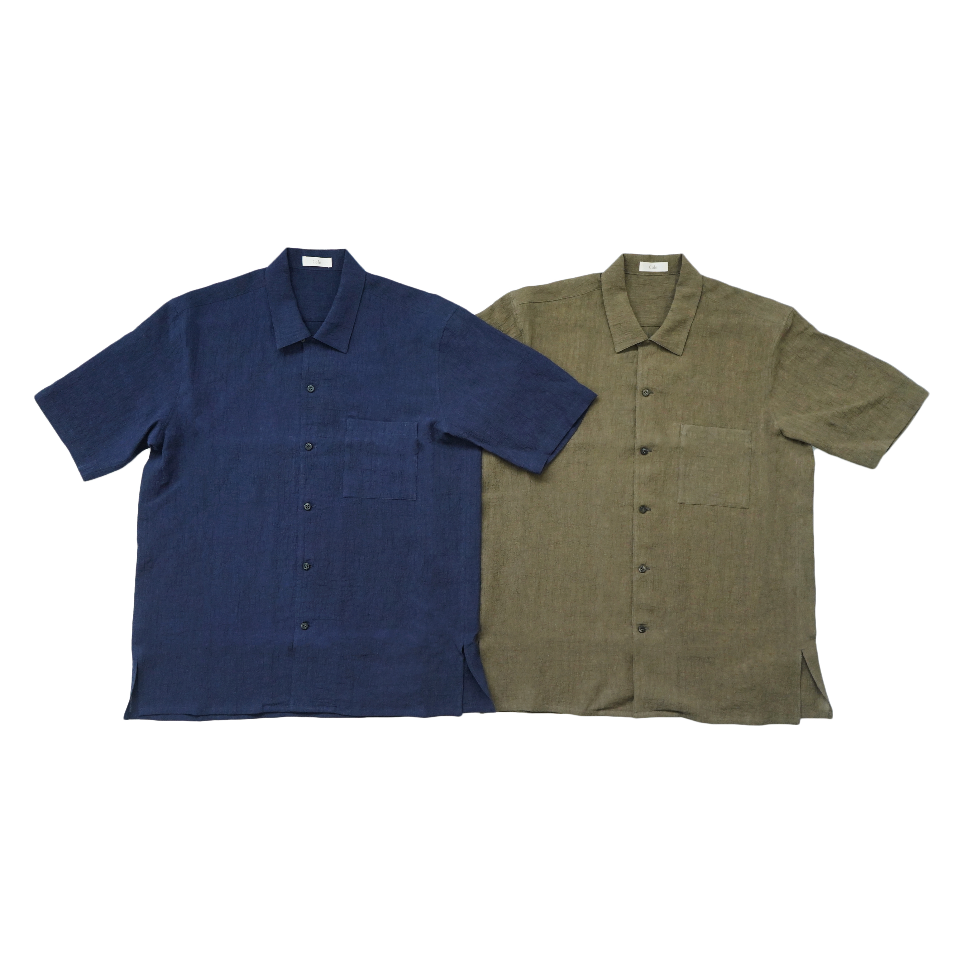 Cale water twisted linen open collar shirt
