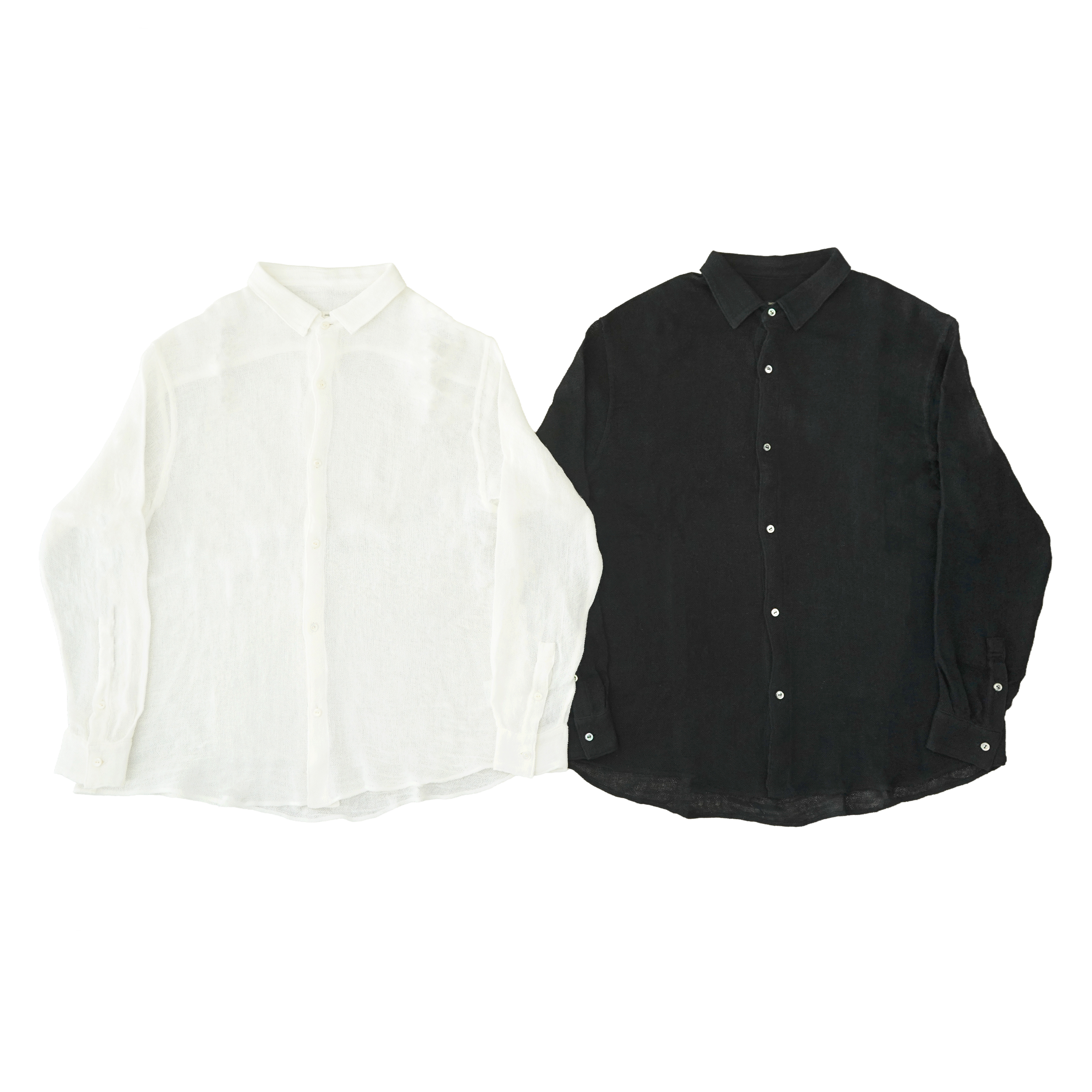 awasa linen mesh regular collar shirt