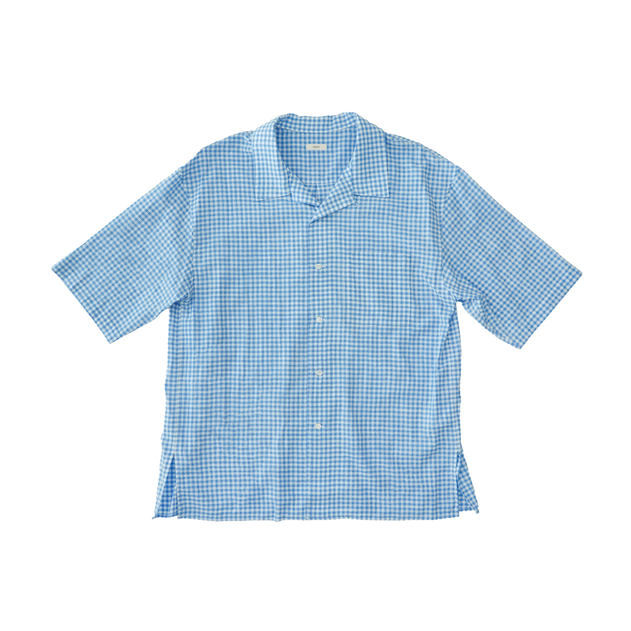 awasa awasa open collar s/s check shirt