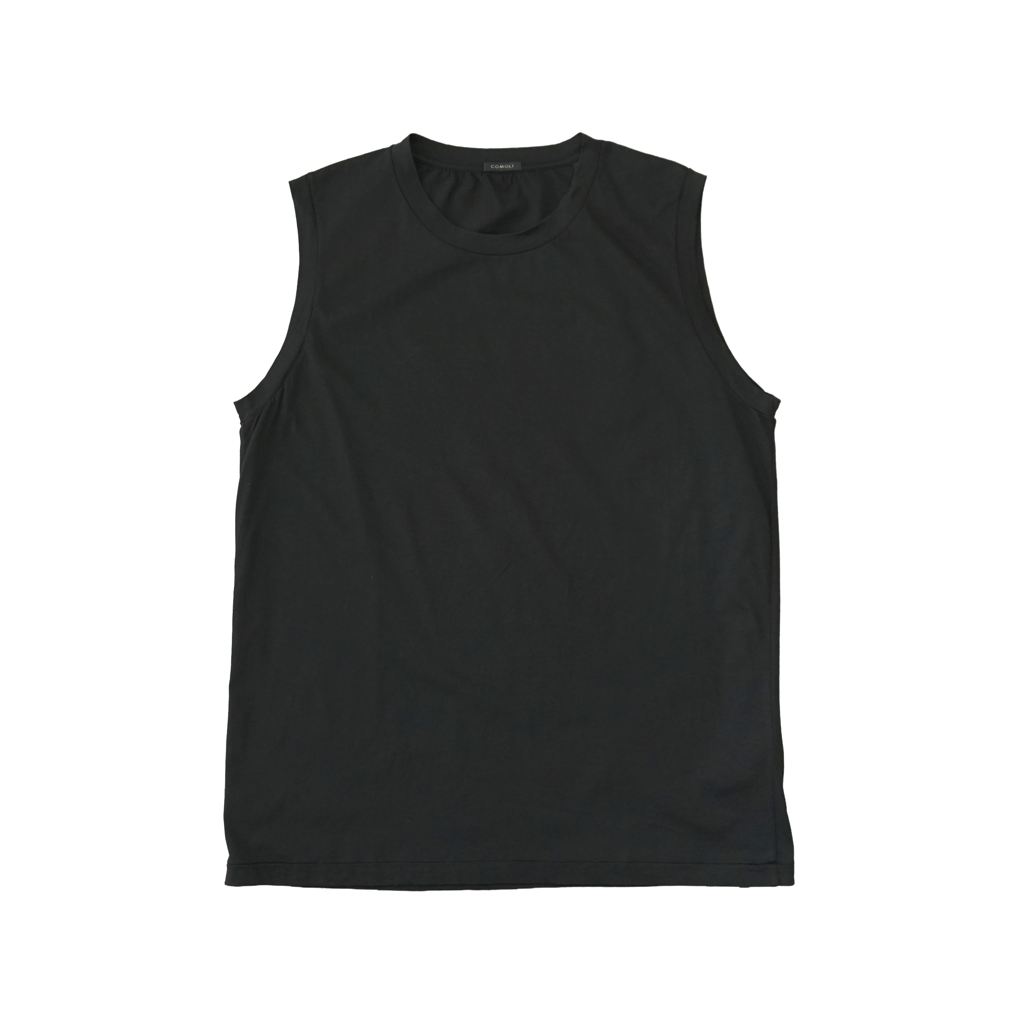 COMOLI THIN コットン ノースリーブ BLACK