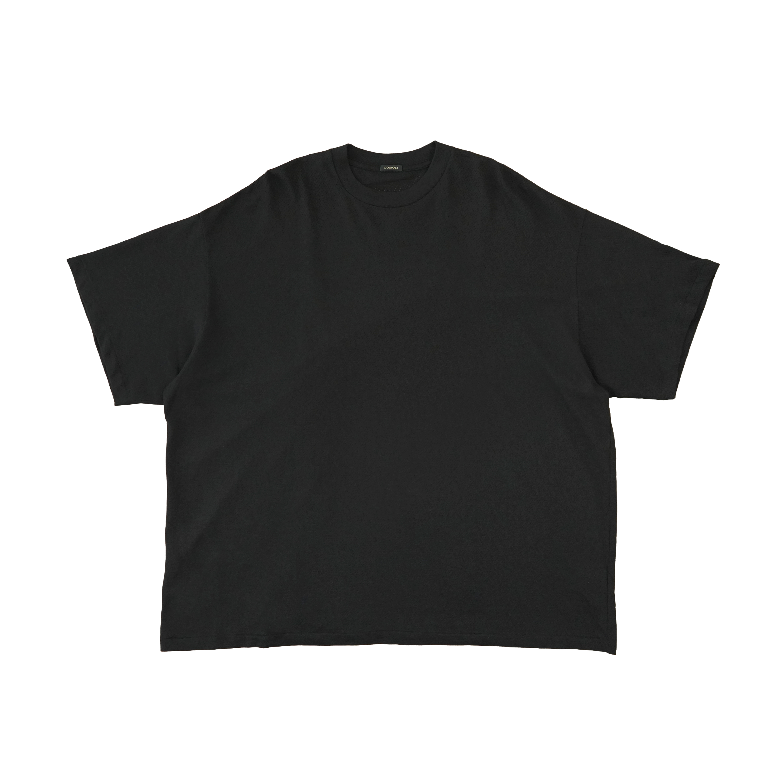 COMOLI コットンメッシュ 半袖Tシャツ BLACK