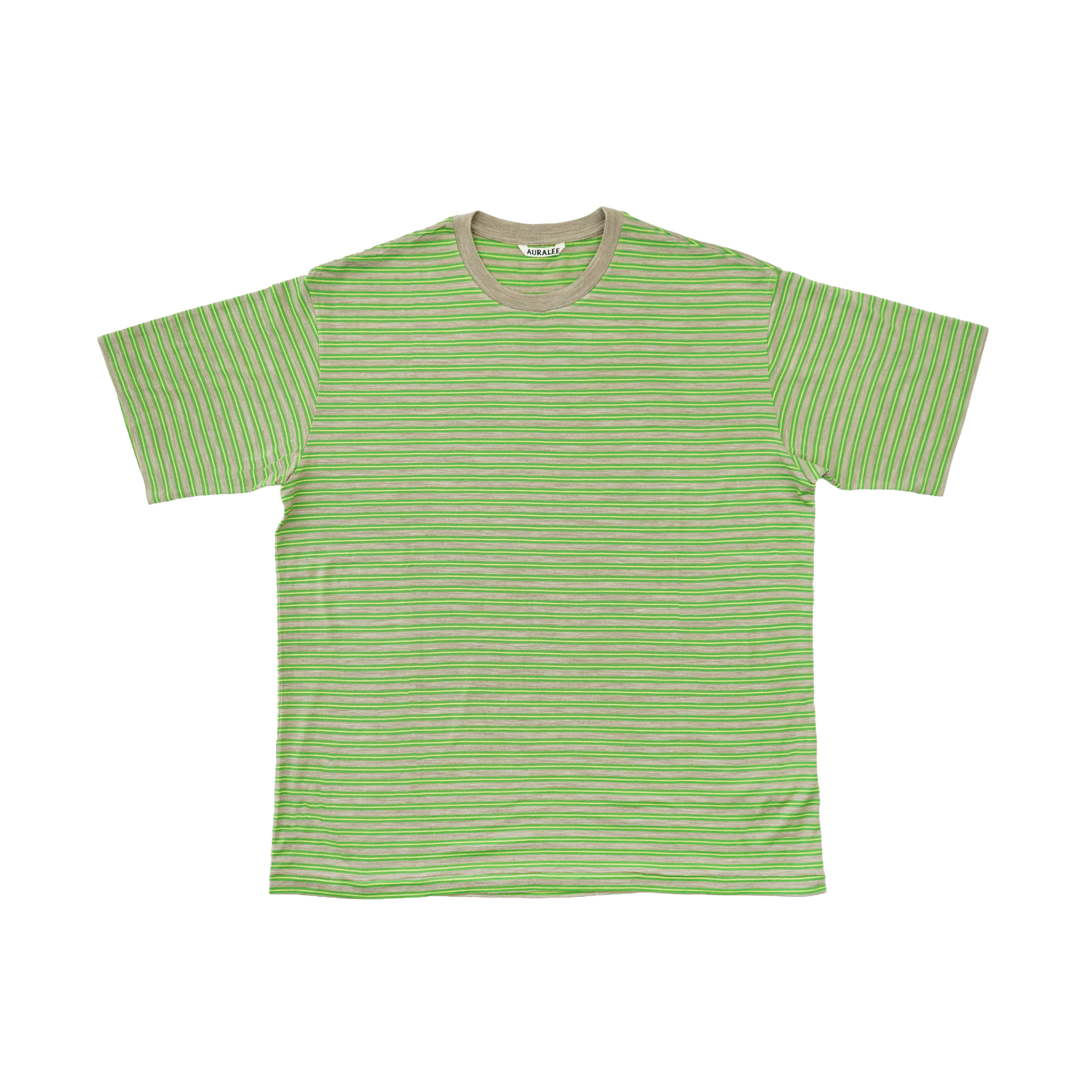 AURALEE SOFT SMOOTH WOOL STRIPE JERSEY TEE