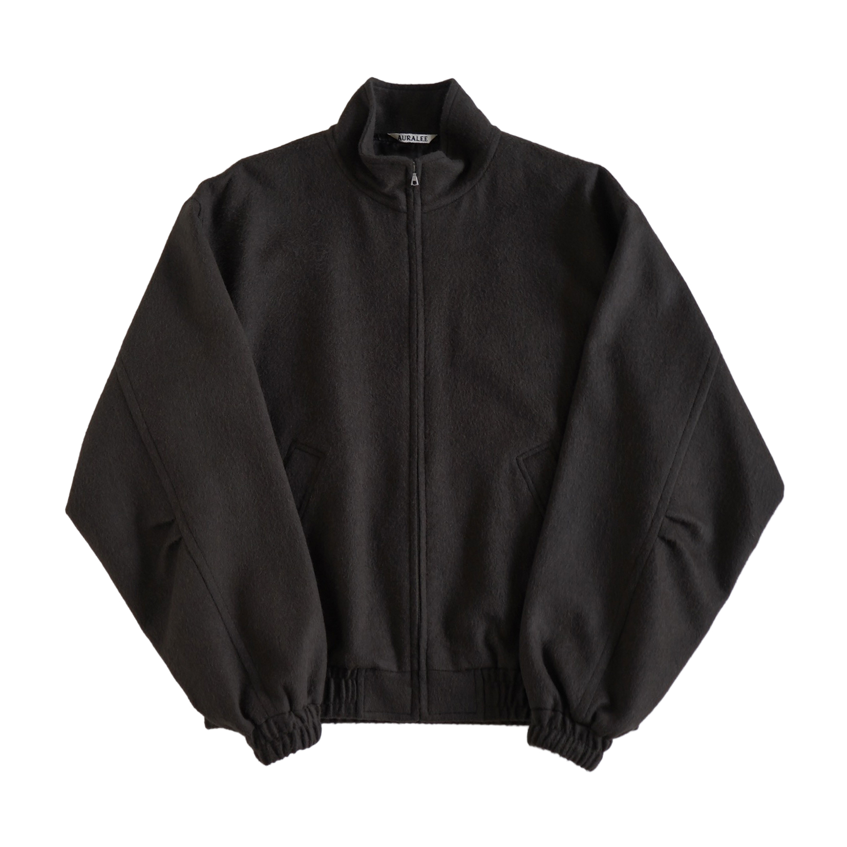 AURALEE_BABY_CAMEL_FLANNEL_ZIP_BLOUSON