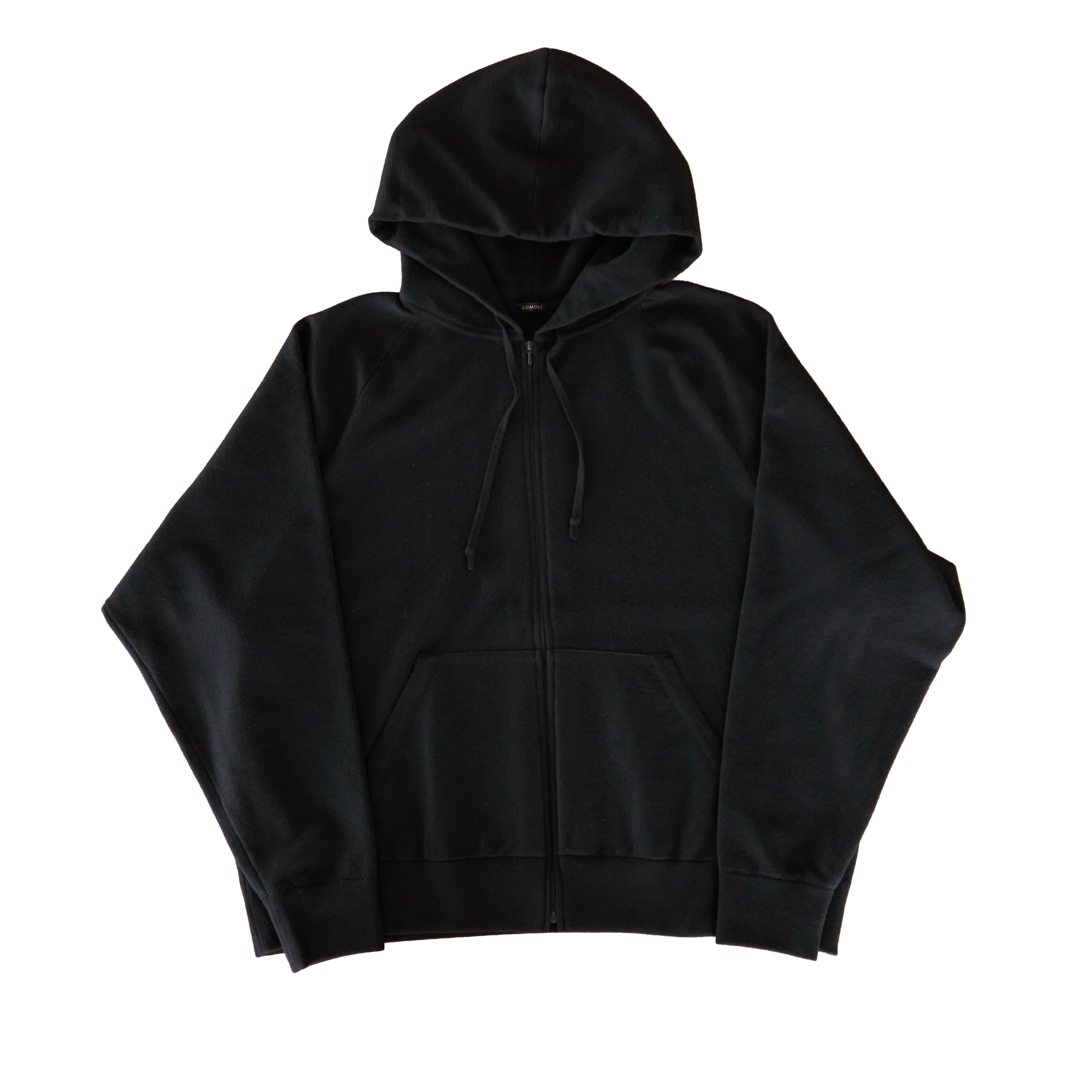 COMOLI ウールニット ジップパーカ BLACK