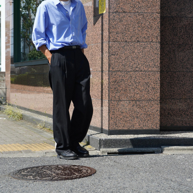 パンツ AURALEE TWO-TUCK SLACKS BLACK AURALEE【オーラリー】Light wool max gabardine two-tuck
