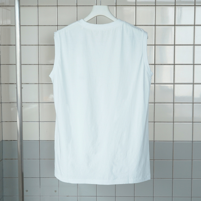 COMOLI コットンジャージ ノースリーブ WHITE 3 COMOLI コットン ジャージ ノースリーブ , White – Navyblue