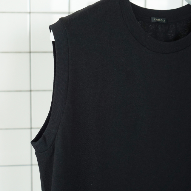 COMOLI コットンジャージ ノースリーブ FADE BLACK 2 24ss COMOLI コットン ジャージ ノースリーブ , Black – Navyblue