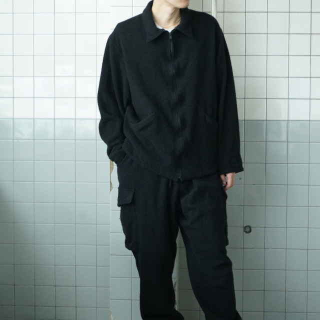 COMOLI 縮絨ウール ジップショートジャケット BLACK