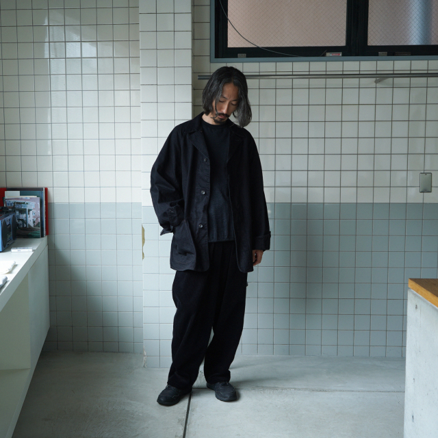 COMOLI ブラックデニム ワークジャケット BLACK