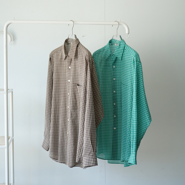 AURALEE AIRY LIGHT COTTON CHECK BIG SHIRT 
