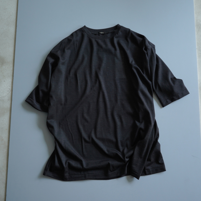 COMOLI ウールメッシュ 半袖Tシャツ CHARCOAL