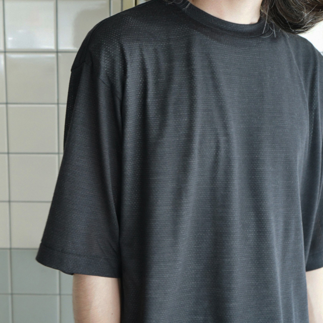 COMOLI ウールメッシュ 半袖Tシャツ CHARCOAL