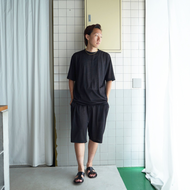 COMOLI ウールメッシュ ショーツ CHARCOAL