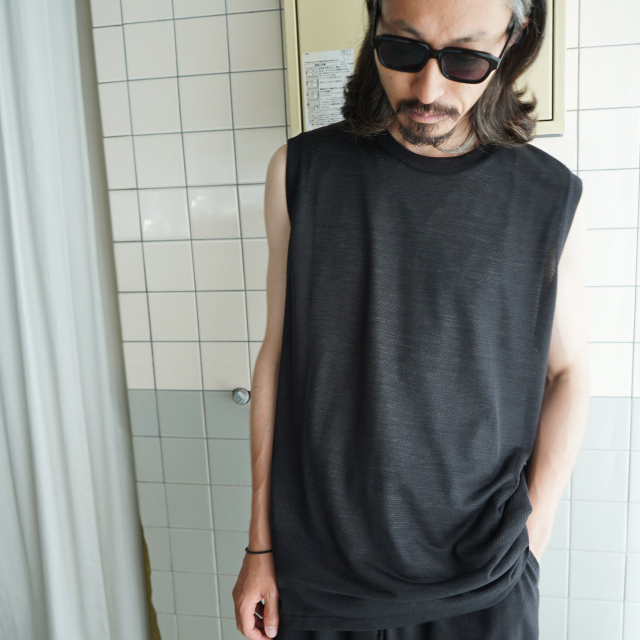 24SS COMOLI サマーウール ノースリーブ CHARCOAL COMOLI ウールメッシュ ノースリーブ CHARCOAL