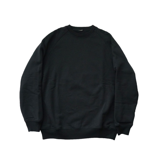 COMOLI コットン裏毛 クルーネック BLACK