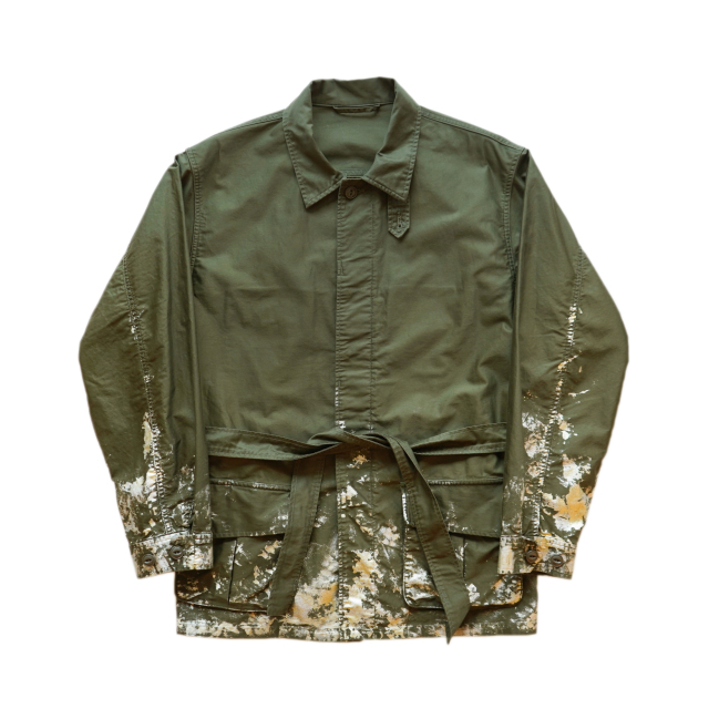 awasa giza cotton moleskin belted jacket ※metallic gold paint