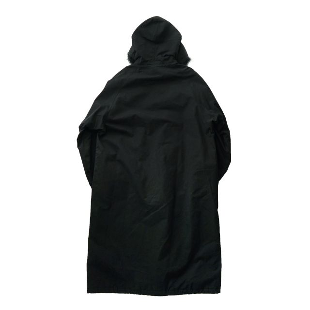 COMOLI フーデッド ロングコート BLACK