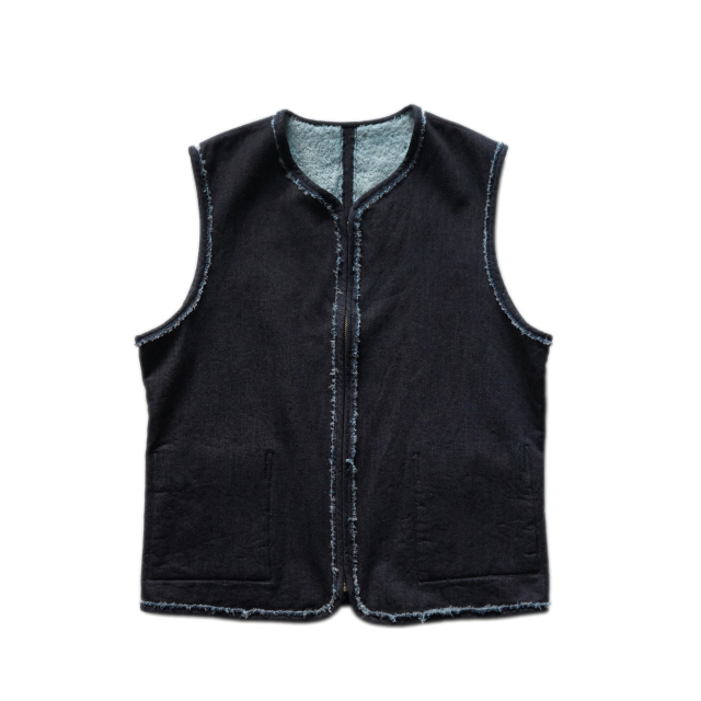 awasa denim boa reversible vest