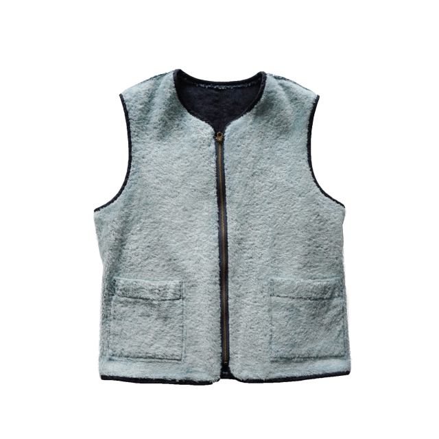 awasa denim boa reversible vest