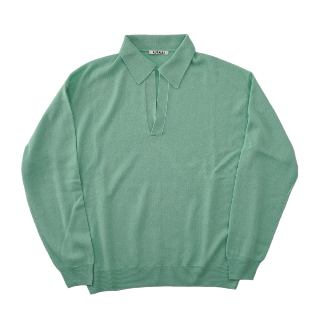 AURALEE SUPER FINE CASHMERE SILK KNIT SKIPPER POLO