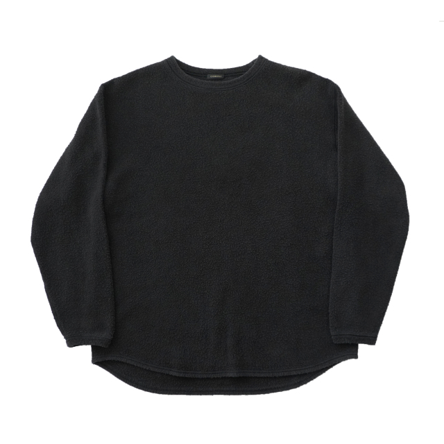 COMOLI フリース クルーネック FADE BLACK
