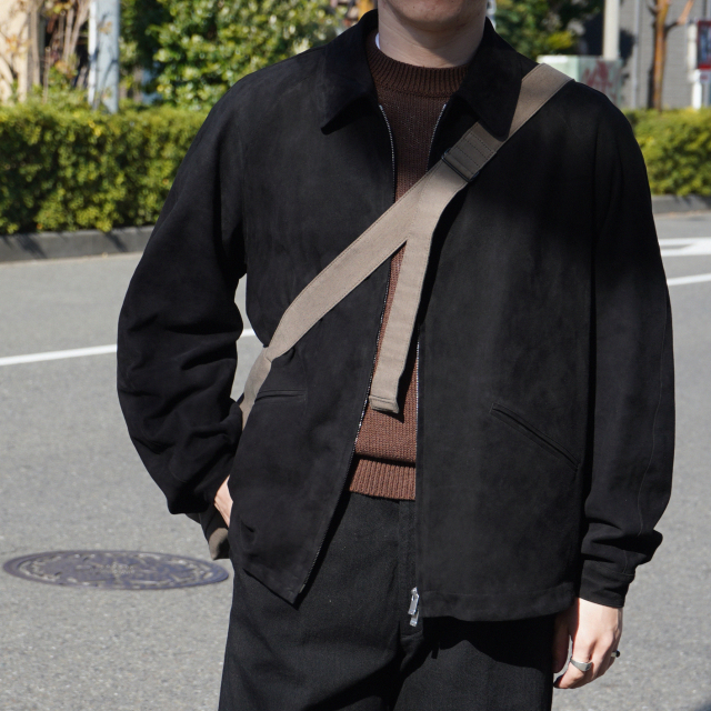 Cale sheep suede light zip jacket BLACK