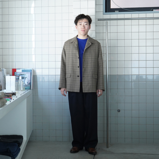 AURALEE SILK LINEN NEP CHECK JACKET