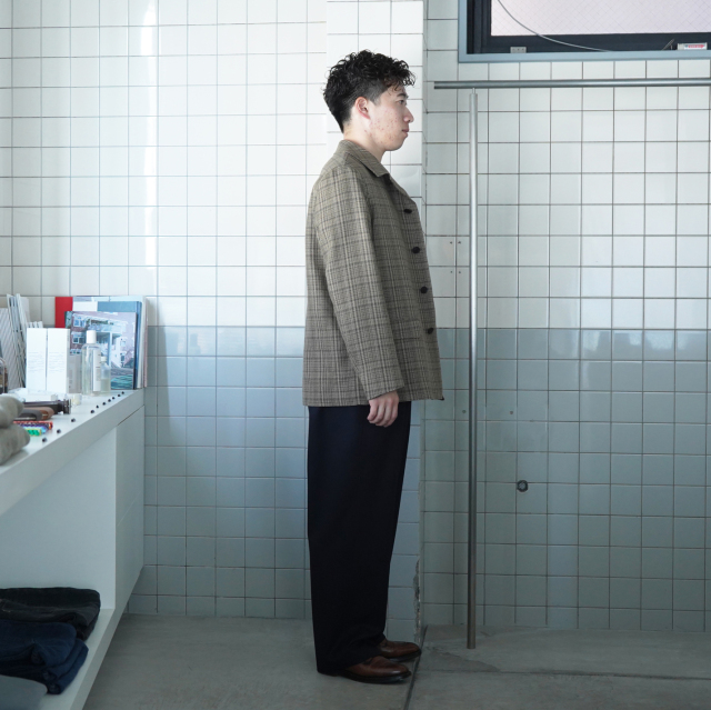 AURALEE SILK LINEN NEP CHECK JACKET