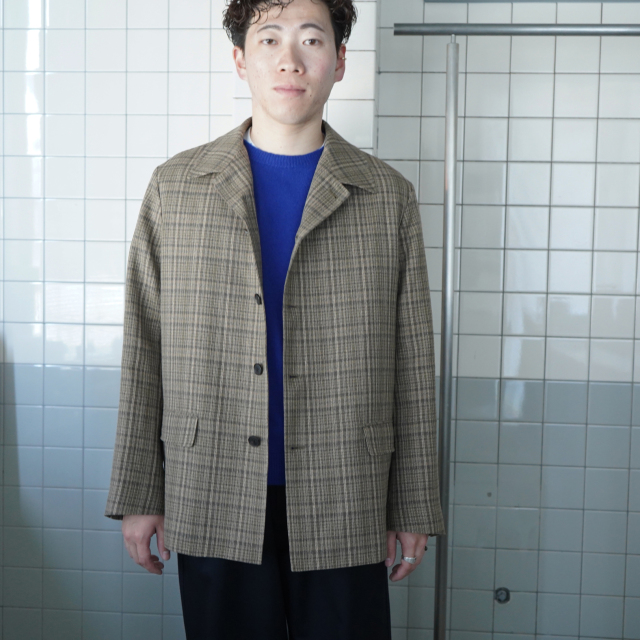 AURALEE SILK LINEN NEP CHECK JACKET