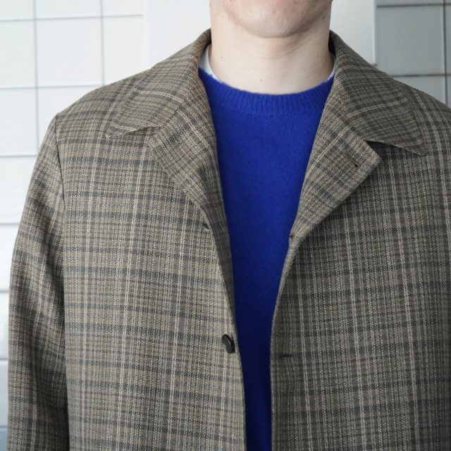 AURALEE SILK LINEN NEP CHECK JACKET