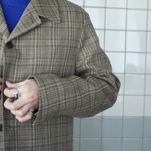 AURALEE SILK LINEN NEP CHECK JACKET
