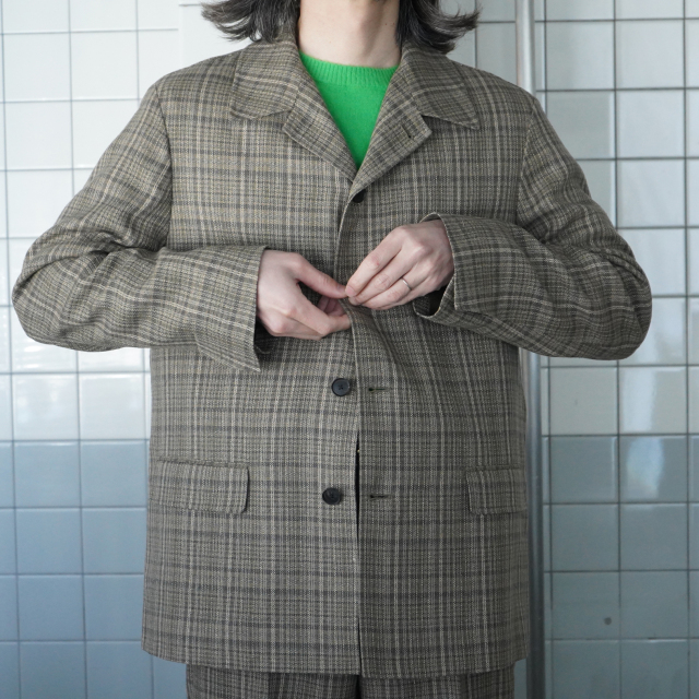 AURALEE SILK LINEN NEP CHECK JACKET
