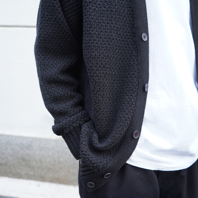 COMOLI 5G ニットカーディガン BLACK