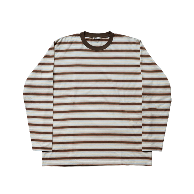 AURALEE GRADIENT STRIPE JERSEY L/S TEE