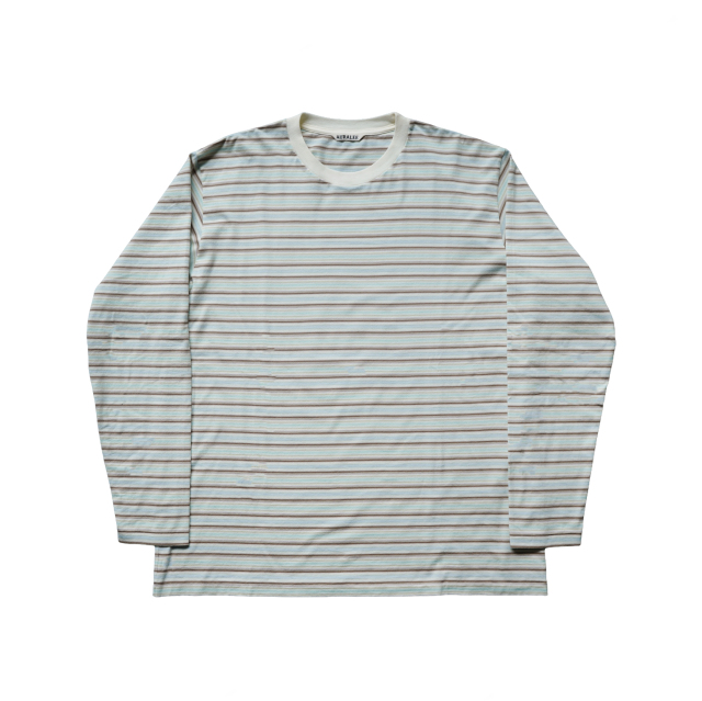 AURALEE GRADIENT STRIPE JERSEY L/S TEE