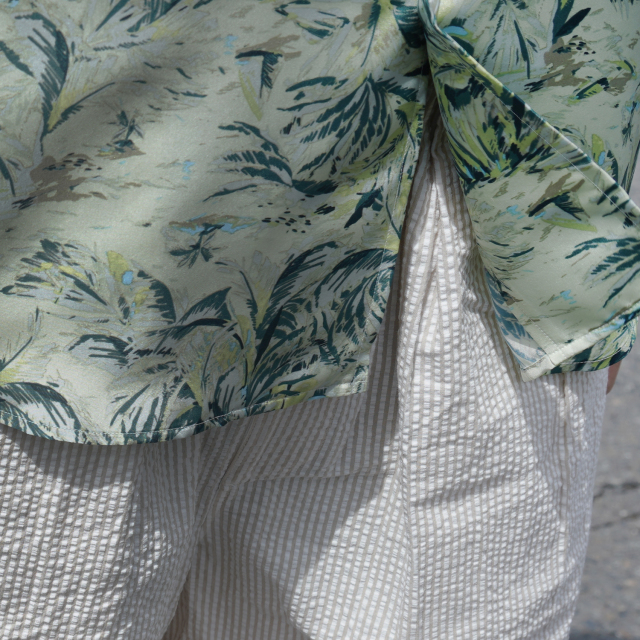 AURALEE PRINTED AIRY SILK HALF-SLEEVED SHIRT