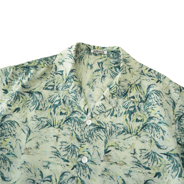 AURALEE PRINTED AIRY SILK HALF-SLEEVED SHIRT