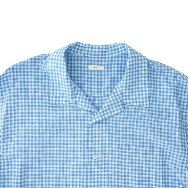 awasa awasa open collar s/s check shirt