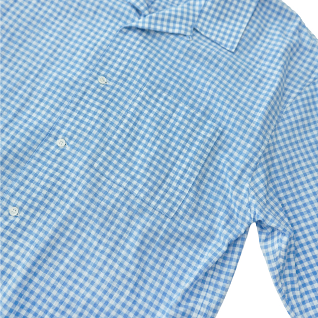 awasa awasa open collar s/s check shirt