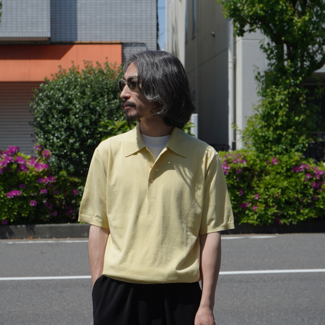 AURALEE GIZA HIGH GAUGE KNIT POLO