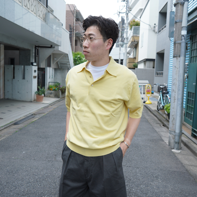 AURALEE GIZA HIGH GAUGE KNIT POLO