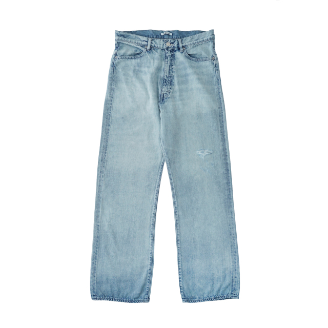 AURALEE FADED SELVEDGE LIGHT DENIM PANTS