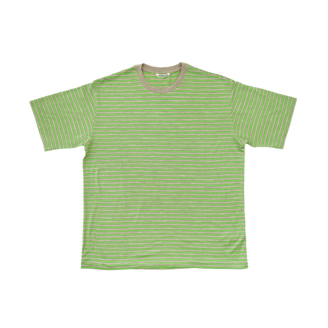 AURALEE SOFT SMOOTH WOOL STRIPE JERSEY TEE