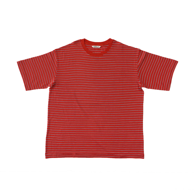 AURALEE SOFT SMOOTH WOOL STRIPE JERSEY TEE